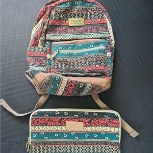 Multicolor Backpack and Pouch Set